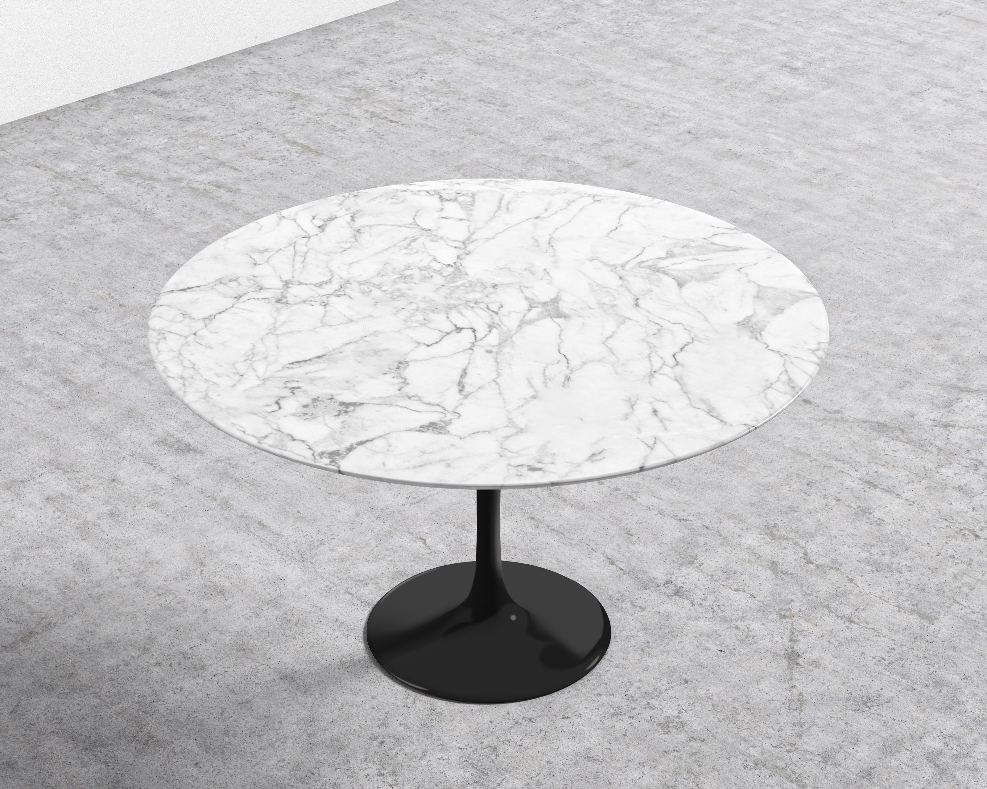 Tulip Dining Table - Round Carrara - Black Base