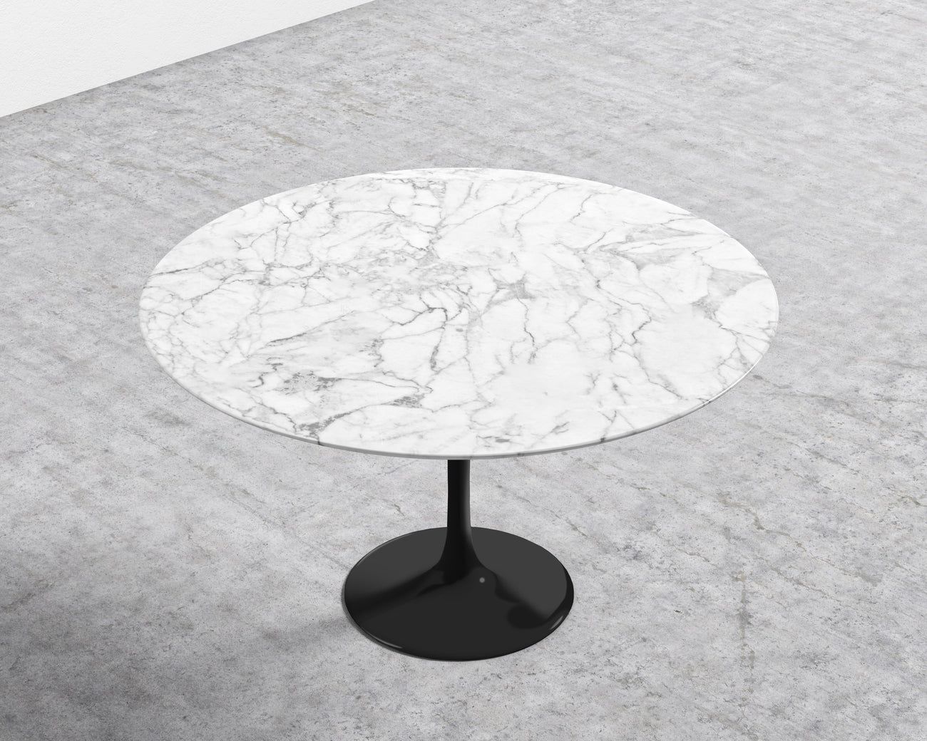 Tulip Dining Table - Round Carrara - Black Base